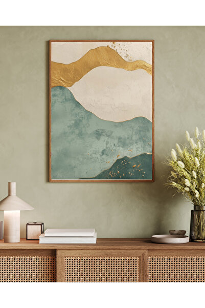 Tuba Decor Tablou într-o singură bucată cu ramă din lemn, serie de artă japandi