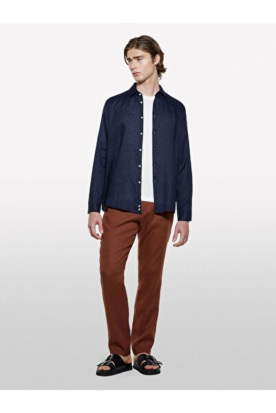 Sisley Men's 100% Linen Regular Fit Shirt 325P5Bkusq029-Sis06U