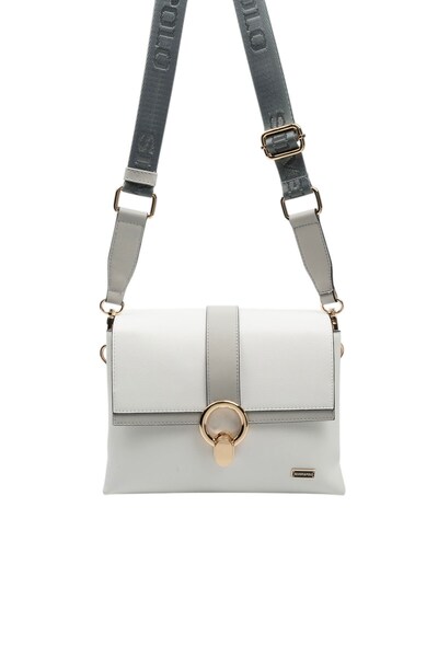 Silver Polo Silver & Polo Sp1275 Women's Crossbody Bag Plain White-Grey