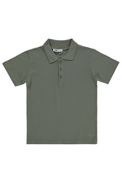 Civil Boys Tricou pentru băieți cu guler polo și broderie cu palmieri, 6-9 an...