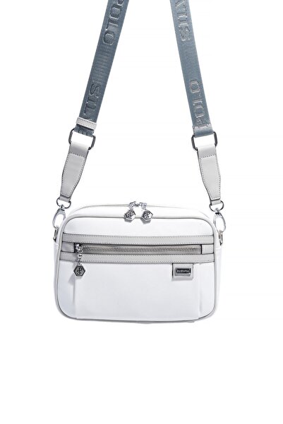 Silver Polo Silver & Polo Sp1280 Women's Crossbody Bag Plain White-Grey