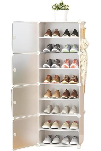 Arabest Shoe Rack, 16 Pair Plastic Shoe Shelves Organizer, for Closet Hallway...