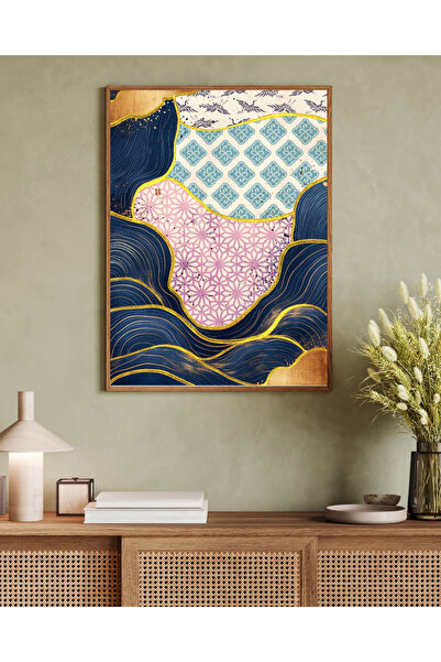 Tuba Decor Tablou într-o singură bucată cu ramă din lemn, serie de artă japandi