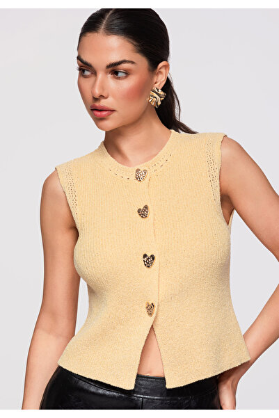 OMBRE Women's Elegant Knitted Blouse OW-TS-E0018 Yellow