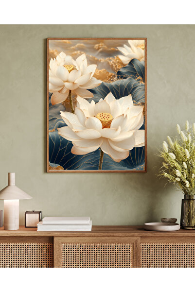 Tuba Decor Tablou într-o singură bucată cu ramă din lemn, serie de artă japandi