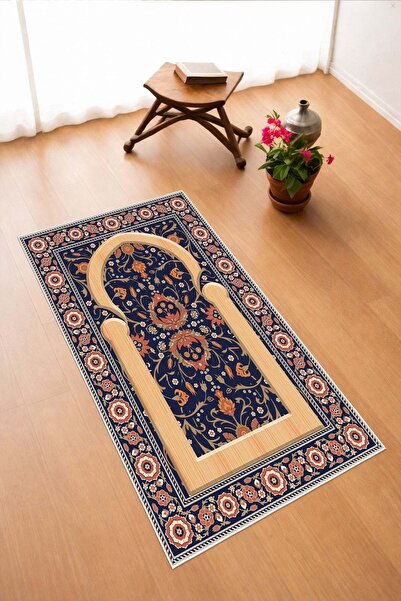Pelura Halı Classic Mihrap Pattern Digital Print Piece Non-Slip Sole Washable...