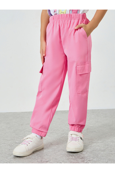 Styli Girls Dark Pink Solid Cargo Joggers