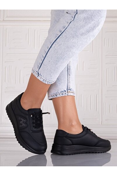 ELADA Arela Women's Casual Black Shoes Made of Ecological Leather, Size 41