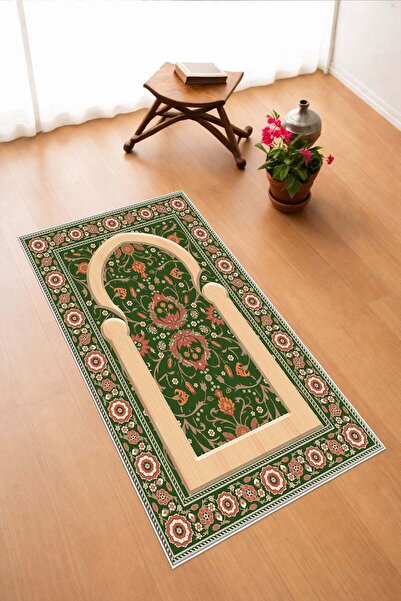 Pelura Halı Classic Mihrap Pattern Digital Print Piece Non-Slip Sole Washable...