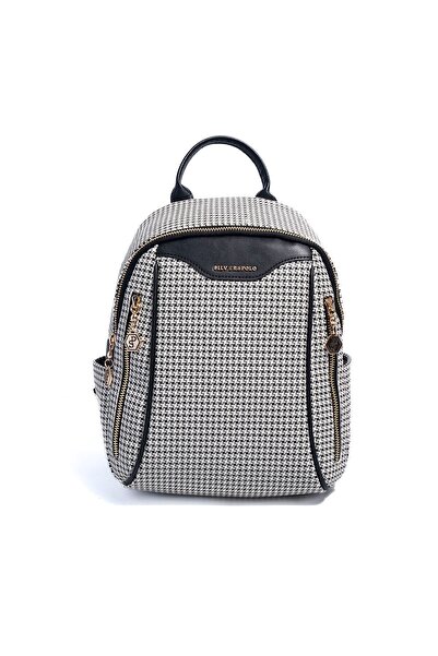 Silver Polo Silver & Polo Sp906 Women's Backpack Crow's Feet Plaid Black-Black