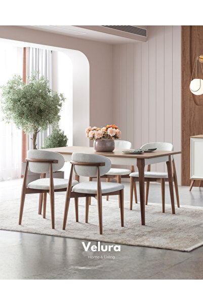 Velura Home & Living Sion Açılır Yemek Masası + 4 Sandalye