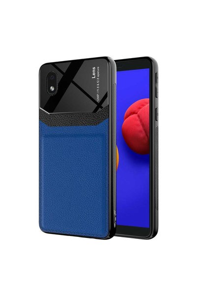 Ceponya Galaxy A01 Core Case Leather-Look Design Hard Back Cover
