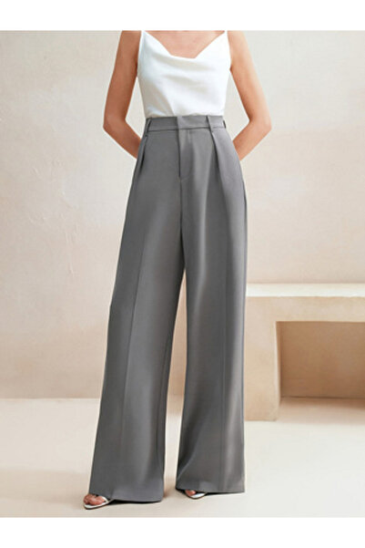 Take Two By Styli Grey High Rise Straight Leg Trousers