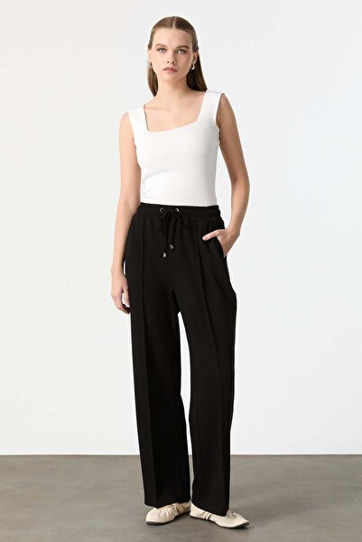 accort Nervür Detaylı Modal Pantolon-SİYAH