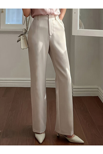 Take Two By Styli Beige Solid Straight Leg Pants