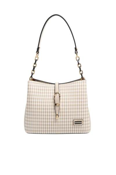 Silver Polo Silver & polo sp974 women's Shoulder Bag Plaid line square sand b...