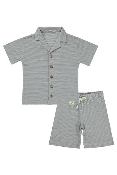 Civil Boys 6-9 Years Old Set with Honeycomb Fabric Shorts - Gray