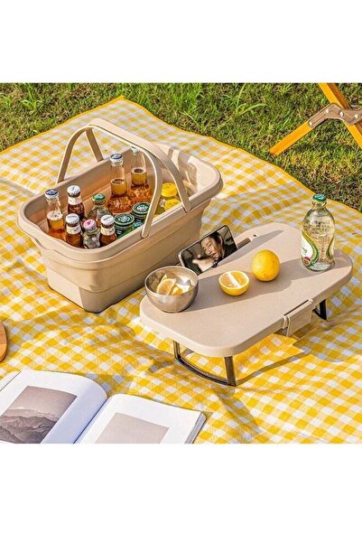 Arabest Folding Picnic Basket with Handle Lid，Fruit Vegetable Storage Contain...
