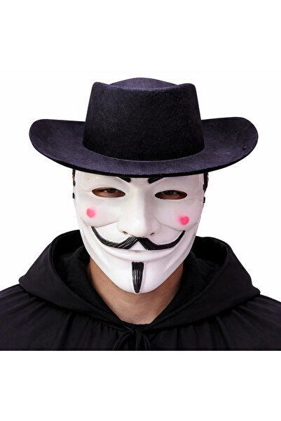 teknoparkx مجموعة قناع وقبعة فينديتا - قناع حفلات بأسلوب أنونيم ستايل - ليسين...