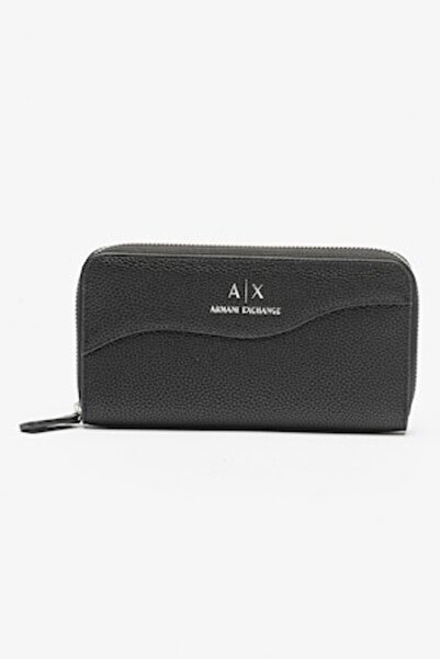 Armani Exchange Leather Zip Wallet, Black