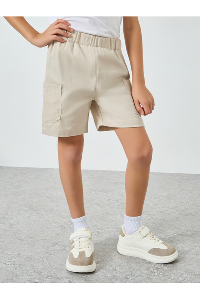 Styli Kids Beige Cargo Shorts