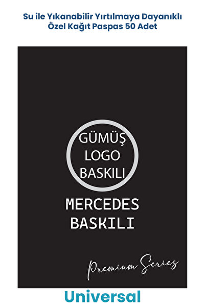 Suya Dayanıklı Yıkanır MS Oto Paspas Kağıdı Siyah Gümüş Baskı Kağıt Paspas 50 Adet 35x50cm
