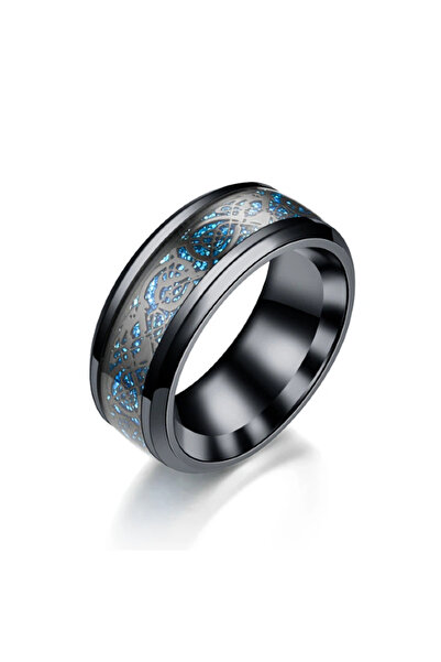 Other Dragon pattern ring jewelry, black and blue, size 9