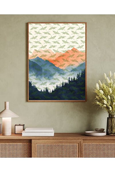 Tuba Decor Tablou într-o singură bucată cu ramă din lemn, serie de artă japandi