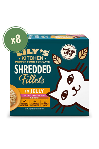 Lily's Kitchen شرائح فيليه مبشورة في جيلي، عبوة متعددة من طعام القطط الرطب، 8...