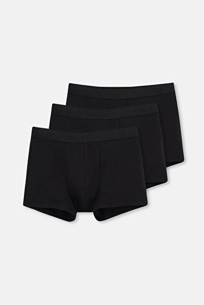 Dagi Men's 95% Cotton Pcs 5% Stretch Fabric Black 3-Pack Boxer Q6D3K2G1K