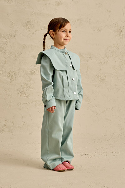 Fahhar Kids Set jachetă cu guler larg, culoare mentă