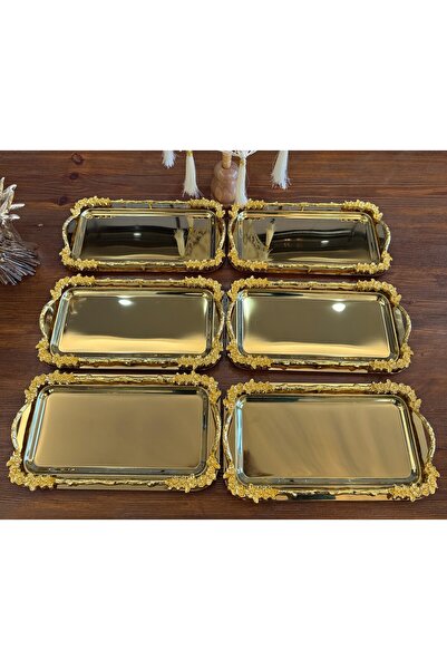 atabey home 6 قطع من صينية تقديم القهوة والحلويات/الفطائر الذهبية اليابانية م...