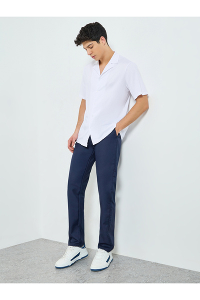 Styli Men Navy Blue Regular Fit Trousers