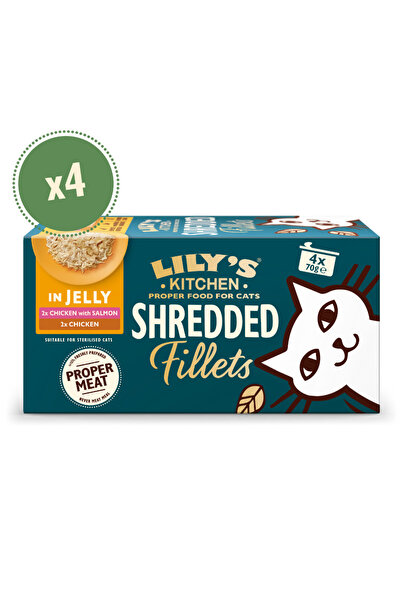 Lily's Kitchen قطع فيليه مبشورة في جيلي، عبوة متعددة من طعام القطط الرطب، 4 ×...