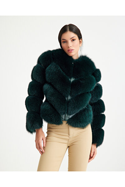 Milano Calvino Women's V-Form Zippered Convertible Fur Jacket (Can Be Made in...