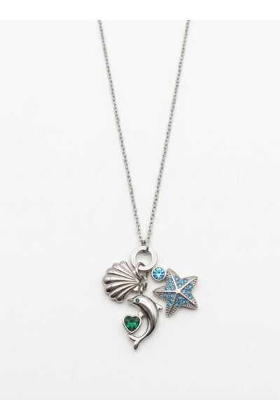 Meyra Accessories meyra 316L Çelik charm Kadın Kolye Deniz Kabuğu Yunus Yıldız Sallantılı Kararmaz Kolye özel hediyelk