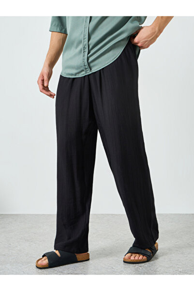 Take Two By Styli Men Black Drawstring Waist Straight Leg Pants