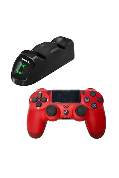 HAPPY JOKER Dual Charging Station and Wireless Controller PS4, Red