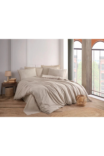 Hobby Σετ Παπλωματοθήκης με Ιδιωτική Νήματακοπή και Βαφή, Μπεζ