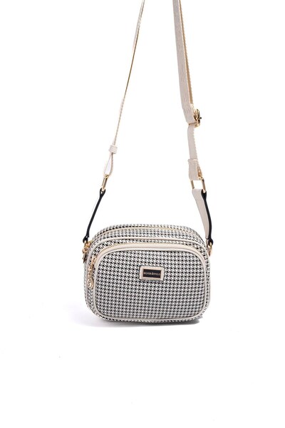 Silver Polo Silver & Polo SP1111 Γυναικεία Τσάντα χιαστί Πόδια Χήνας Καρό Μαύ...