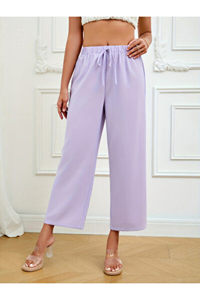 Take Two By Styli Lilac Cropped Wide Leg Pants