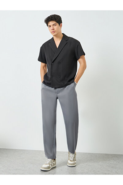 Take Two By Styli Men Grey Slant Pocket Pleated Straight Leg Pants