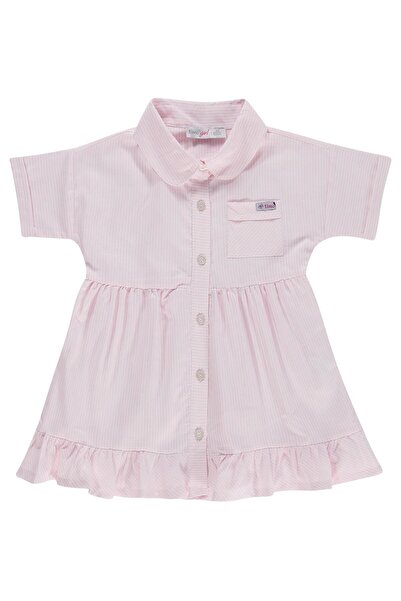 ZEYNEVA فستان تيمو للفتيات بأكمام منخفضة بجيوب - وردي