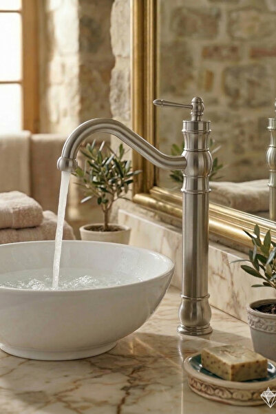 DUREVO صنبور حوض غسيل بتصميم عتيق - صنبور حمام بتصميم ريترو بلون إينوكس