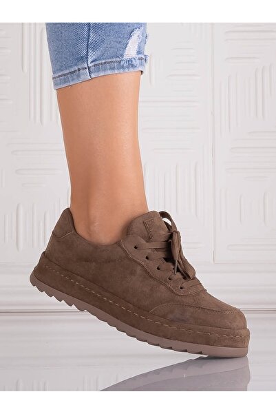 ALOGO Daliva Women's Brown Suede -Leather Sneakers, Size 39