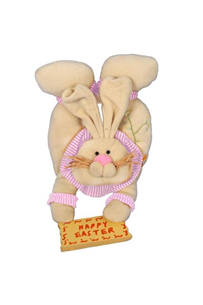 Goliat Różowy Zając Wielkanocny - Pluszowa Zawieszka na Drzwi z Drewnianą Tab...