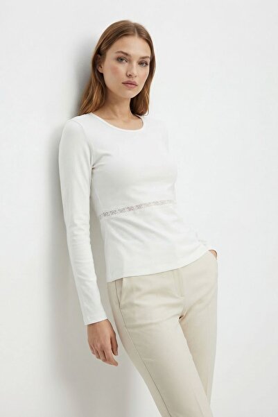 Rays Bluză albă cu mânecă lungă dantelă 14371