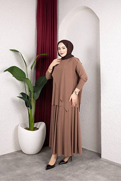 Modaroma Set cu fustă asimetrică Sandy, în nuanțe de cafea cu lapte