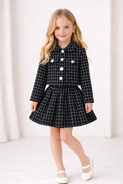 My Kids Wear Set jachetă și fustă pentru fete ecosez Combinație elegantă 12643