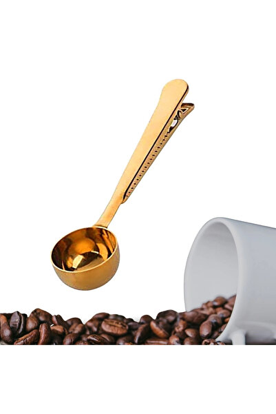 CT STONES Yumurcak Shop ®   Coffee Measuring Spoon with Latch Gold Multifunct...
